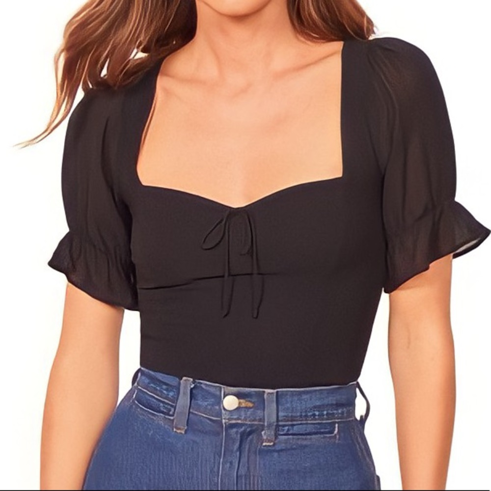 Reformation Delevan Ruffle Sleeve Top